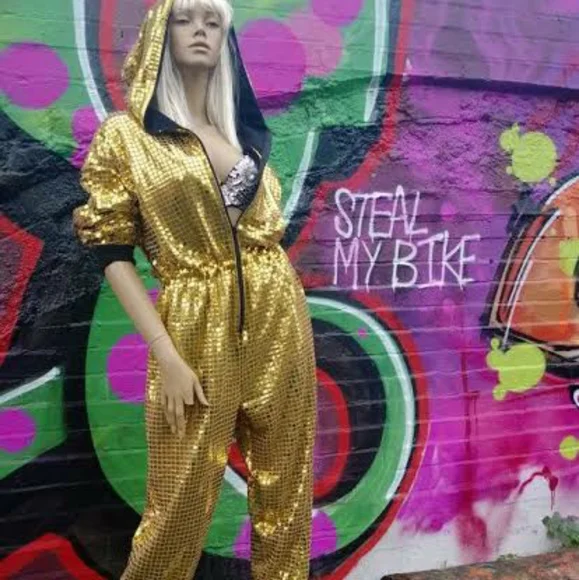 MOSCHINO Black & Gold Zipper Hoodie Jumpsuit - Picture 13 of 13